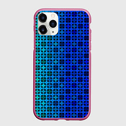 Чехол iPhone 11 Pro матовый Сине-зеленый геометрический узор, цвет: 3D-малиновый