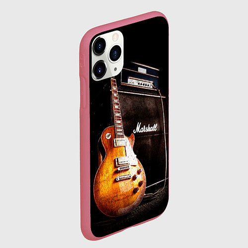 Чехол iPhone 11 Pro матовый Рокерская гитара / 3D-Малиновый – фото 2