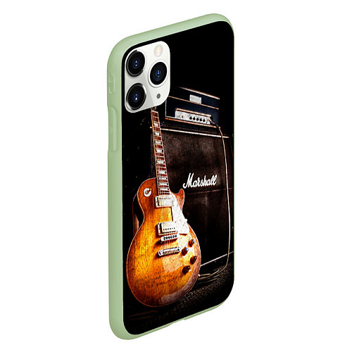 Чехол iPhone 11 Pro матовый Рокерская гитара / 3D-Салатовый – фото 2