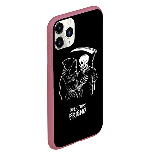 Чехол iPhone 11 Pro матовый Only true friend / 3D-Малиновый – фото 2