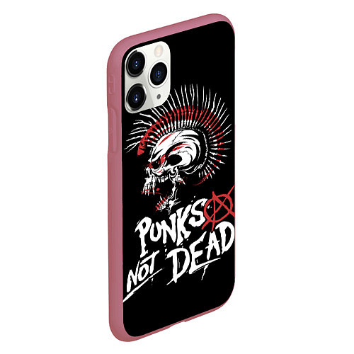 Чехол iPhone 11 Pro матовый Punks not dead - анархия / 3D-Малиновый – фото 2