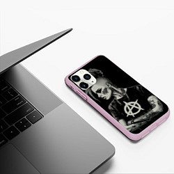 Чехол iPhone 11 Pro матовый Анархия девушка, цвет: 3D-розовый — фото 2