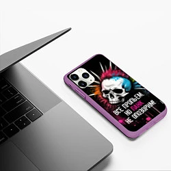 Чехол iPhone 11 Pro матовый Все пропьем но панк не опозорим, цвет: 3D-фиолетовый — фото 2