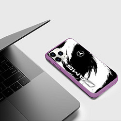 Чехол iPhone 11 Pro матовый Mercedes benz - white color, цвет: 3D-фиолетовый — фото 2