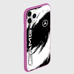 Чехол iPhone 11 Pro матовый Mercedes benz - white color, цвет: 3D-фиолетовый — фото 2