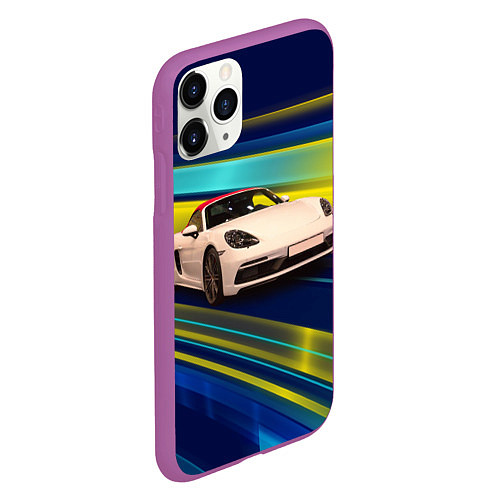 Чехол iPhone 11 Pro матовый Спортивная немецкая машина Porsche 911 / 3D-Фиолетовый – фото 2