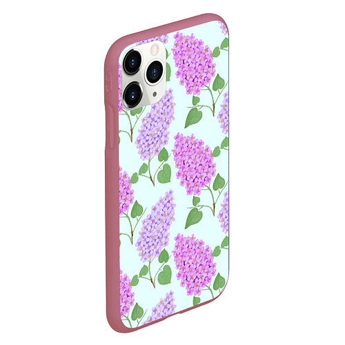 Чехол iPhone 11 Pro матовый Лиловая и розовая сирень / 3D-Малиновый – фото 2