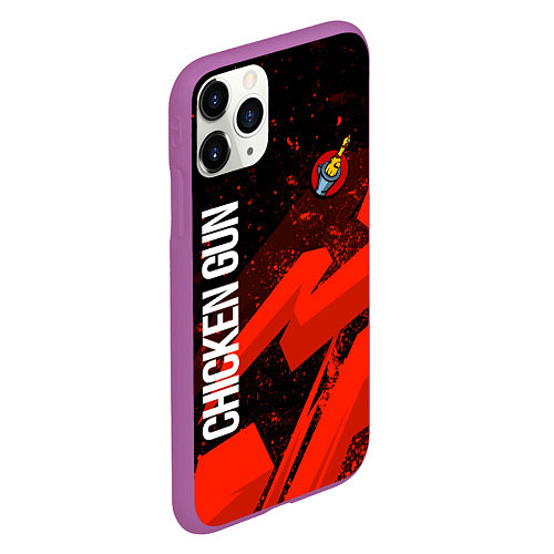 Чехол iPhone 11 Pro матовый Чикен ган - красная абстракция / 3D-Фиолетовый – фото 2