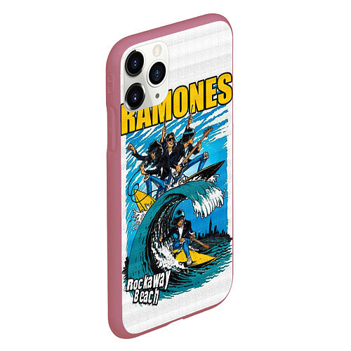 Чехол iPhone 11 Pro матовый Ramones rock away beach / 3D-Малиновый – фото 2