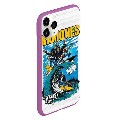 Чехол iPhone 11 Pro матовый Ramones rock away beach / 3D-Фиолетовый – фото 2