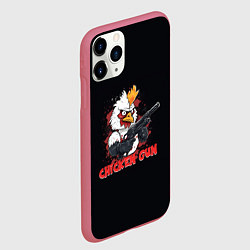 Чехол iPhone 11 Pro матовый Chicken gun pew pew, цвет: 3D-малиновый — фото 2