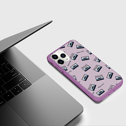 Чехол iPhone 11 Pro матовый Кассета паттерн, цвет: 3D-фиолетовый — фото 2