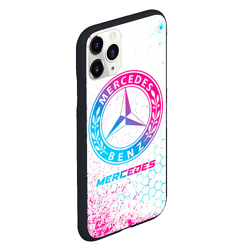 Чехол iPhone 11 Pro матовый Mercedes neon gradient style / 3D-Черный – фото 2