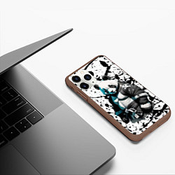 Чехол iPhone 11 Pro матовый Panda samurai on the background of blots, цвет: 3D-коричневый — фото 2
