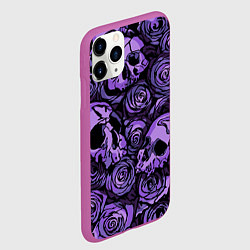 Чехол iPhone 11 Pro матовый Узор Розы и Черепа, цвет: 3D-фиолетовый — фото 2