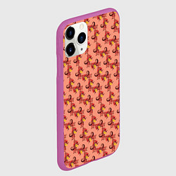 Чехол iPhone 11 Pro матовый Декоративный растительный орнамент, цвет: 3D-фиолетовый — фото 2
