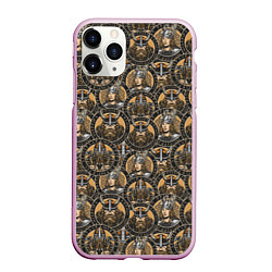 Чехол iPhone 11 Pro матовый Паттерн из викингов, цвет: 3D-розовый