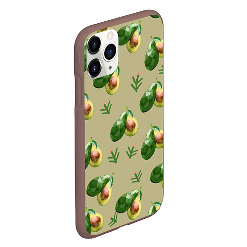 Чехол iPhone 11 Pro матовый Авокадо и веточка / 3D-Коричневый – фото 2