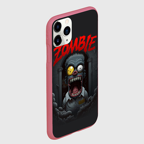 Чехол iPhone 11 Pro матовый Барт Симпсон зомби / 3D-Малиновый – фото 2
