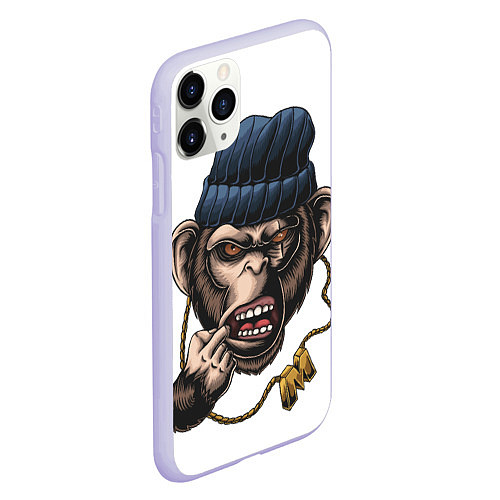 Чехол iPhone 11 Pro матовый Макака гангстер / 3D-Светло-сиреневый – фото 2