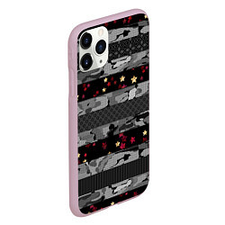 Чехол iPhone 11 Pro матовый Узор в стиле полосатый пэчворк, цвет: 3D-розовый — фото 2