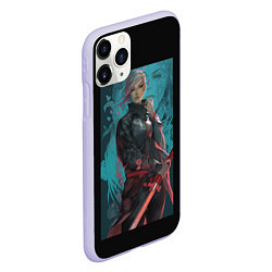 Чехол iPhone 11 Pro матовый Девушка самурай с мечом, цвет: 3D-светло-сиреневый — фото 2