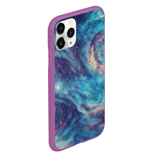 Чехол iPhone 11 Pro матовый Путеводная звезда в космосе / 3D-Фиолетовый – фото 2