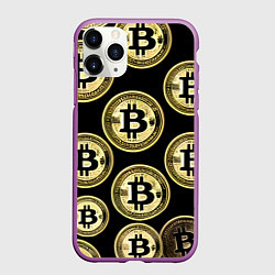 Чехол iPhone 11 Pro матовый Монеты биткоина, цвет: 3D-фиолетовый