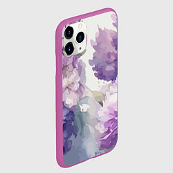Чехол iPhone 11 Pro матовый Сирень и Пионы Акварель, цвет: 3D-фиолетовый — фото 2