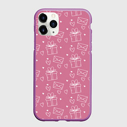 Чехол iPhone 11 Pro матовый Влюбленным паттерн, цвет: 3D-фиолетовый