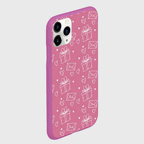 Чехол iPhone 11 Pro матовый Влюбленным паттерн / 3D-Фиолетовый – фото 2