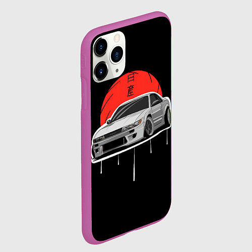 Чехол iPhone 11 Pro матовый Nissan Silvia S14 - Japan style / 3D-Фиолетовый – фото 2
