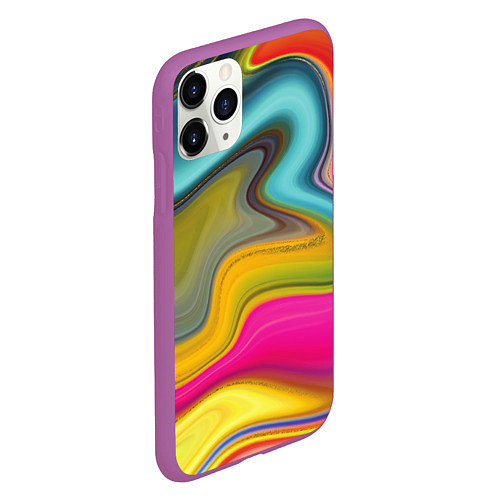 Чехол iPhone 11 Pro матовый Волны цвета / 3D-Фиолетовый – фото 2