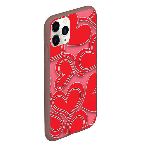 Чехол iPhone 11 Pro матовый Love hearts / 3D-Коричневый – фото 2