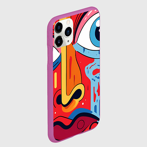 Чехол iPhone 11 Pro матовый Пристальный взгляд / 3D-Фиолетовый – фото 2