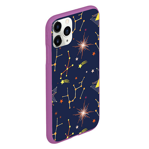 Чехол iPhone 11 Pro матовый Созвездия / 3D-Фиолетовый – фото 2