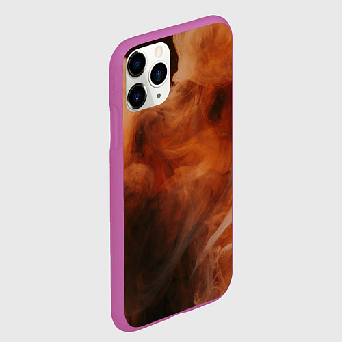 Чехол iPhone 11 Pro матовый Оранжевый абстрактный дым / 3D-Фиолетовый – фото 2