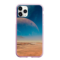 Чехол iPhone 11 Pro матовый Пустыня и очертания планеты, цвет: 3D-розовый