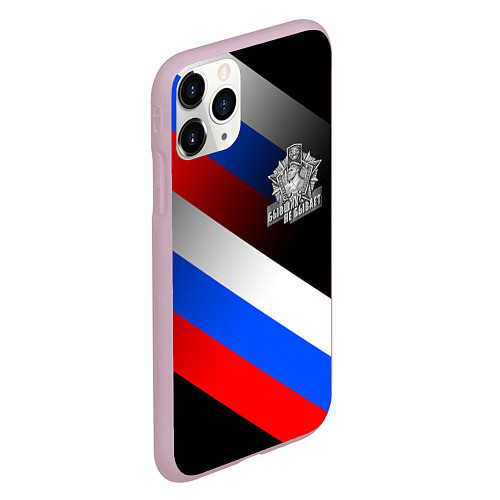 Чехол iPhone 11 Pro матовый Пограничные войска - флаг РФ / 3D-Розовый – фото 2