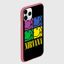 Чехол iPhone 11 Pro матовый NIRVANA - смайлы, цвет: 3D-малиновый — фото 2