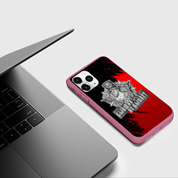 Чехол iPhone 11 Pro матовый Погран служба - красные разводы, цвет: 3D-малиновый — фото 2
