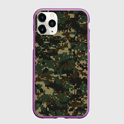 Чехол iPhone 11 Pro матовый Зелено - коричневый камуфляж, цвет: 3D-фиолетовый