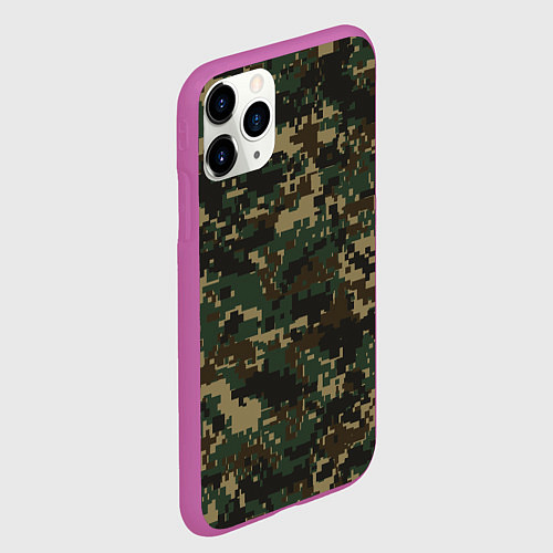 Чехол iPhone 11 Pro матовый Зелено - коричневый камуфляж / 3D-Фиолетовый – фото 2