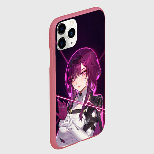 Чехол iPhone 11 Pro матовый Кафка на фоне звёздного неба / 3D-Малиновый – фото 2