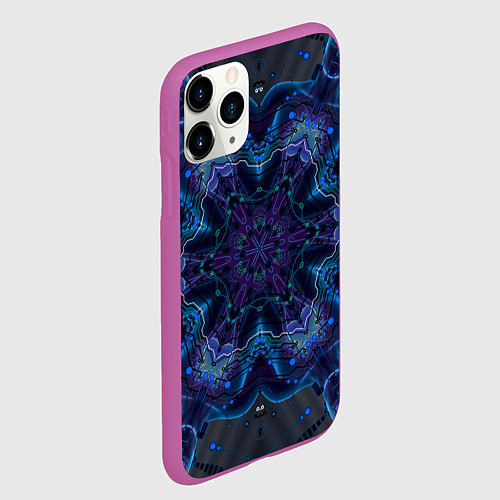 Чехол iPhone 11 Pro матовый Нанотехнологический паттерн / 3D-Фиолетовый – фото 2