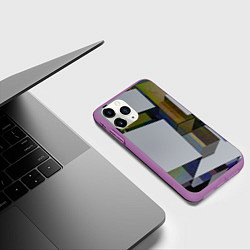 Чехол iPhone 11 Pro матовый Геометрический коллапс, цвет: 3D-фиолетовый — фото 2