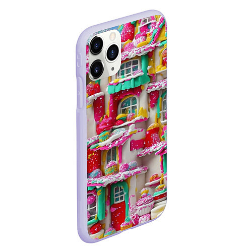 Чехол iPhone 11 Pro матовый Домики из сладостей / 3D-Светло-сиреневый – фото 2
