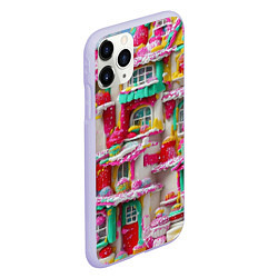 Чехол iPhone 11 Pro матовый Домики из сладостей, цвет: 3D-светло-сиреневый — фото 2