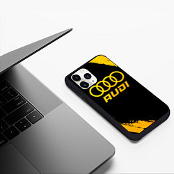 Чехол iPhone 11 Pro матовый Audi - gold gradient, цвет: 3D-черный — фото 2