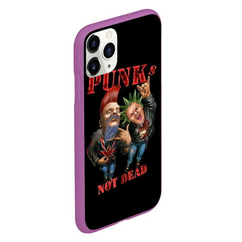 Чехол iPhone 11 Pro матовый Punks Not Dead - панки хой / 3D-Фиолетовый – фото 2
